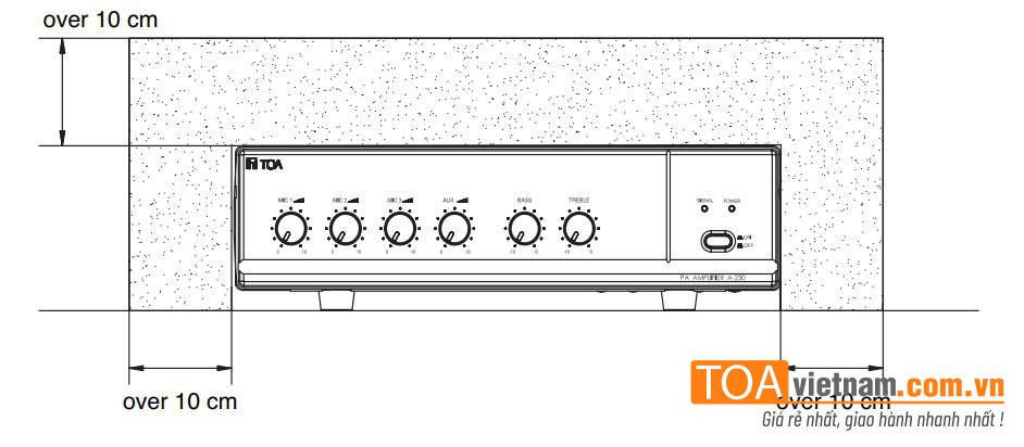 Vị trí lắp đặt A-230 HV cách tường ít nhất 10cm