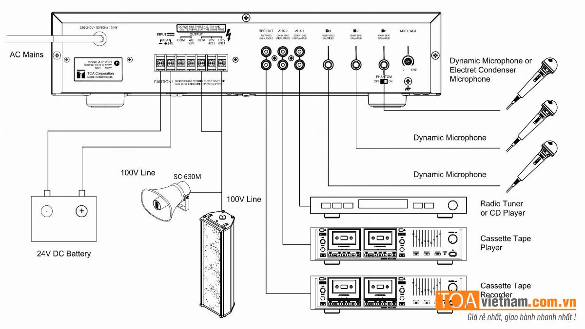 Hướng dẫn nối loa SC-630M với Amply A-2030 H