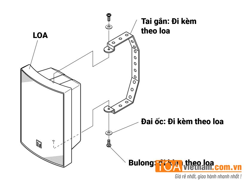 Lắp loa BS-1030B và BS-1030W vào gá đỡ
