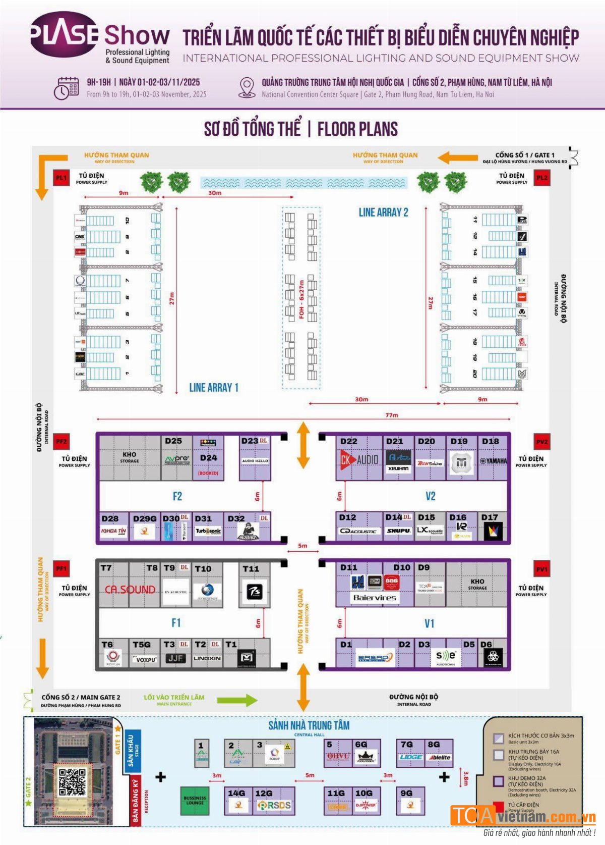Sơ đồ gian hàng Plase show 2025 tại Hà nội từ 01-03 tháng 11 năm 2025